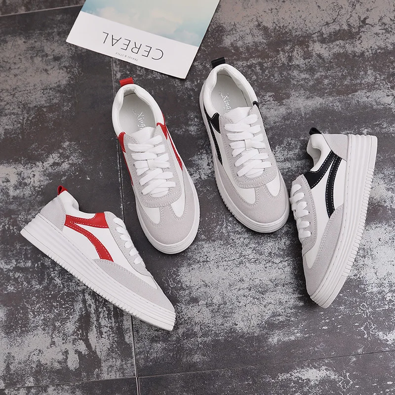 

Happiness You I White Shoes Women's 2018 New Style Mixed Colors Versatile Korean-style WOMEN'S Shoes Sneakers Thick Bottomed Str