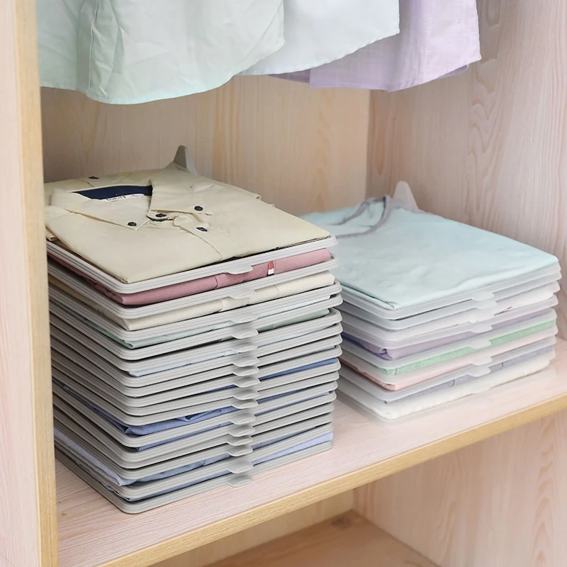 10 шт. практичный Перекрывающийся шкаф для одежды, футболки, органайзер для одежды, ящик для шкафа, доска для одежды, инструмент для хранения