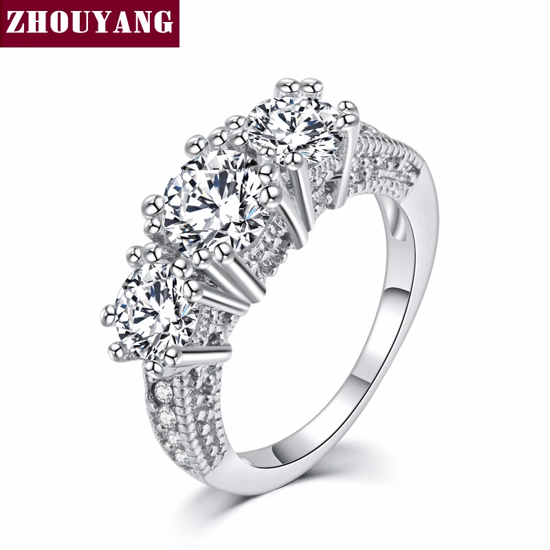 Серебряный цвет кубического циркония Bijoux Мода Свадьба & обручальное кольцо
