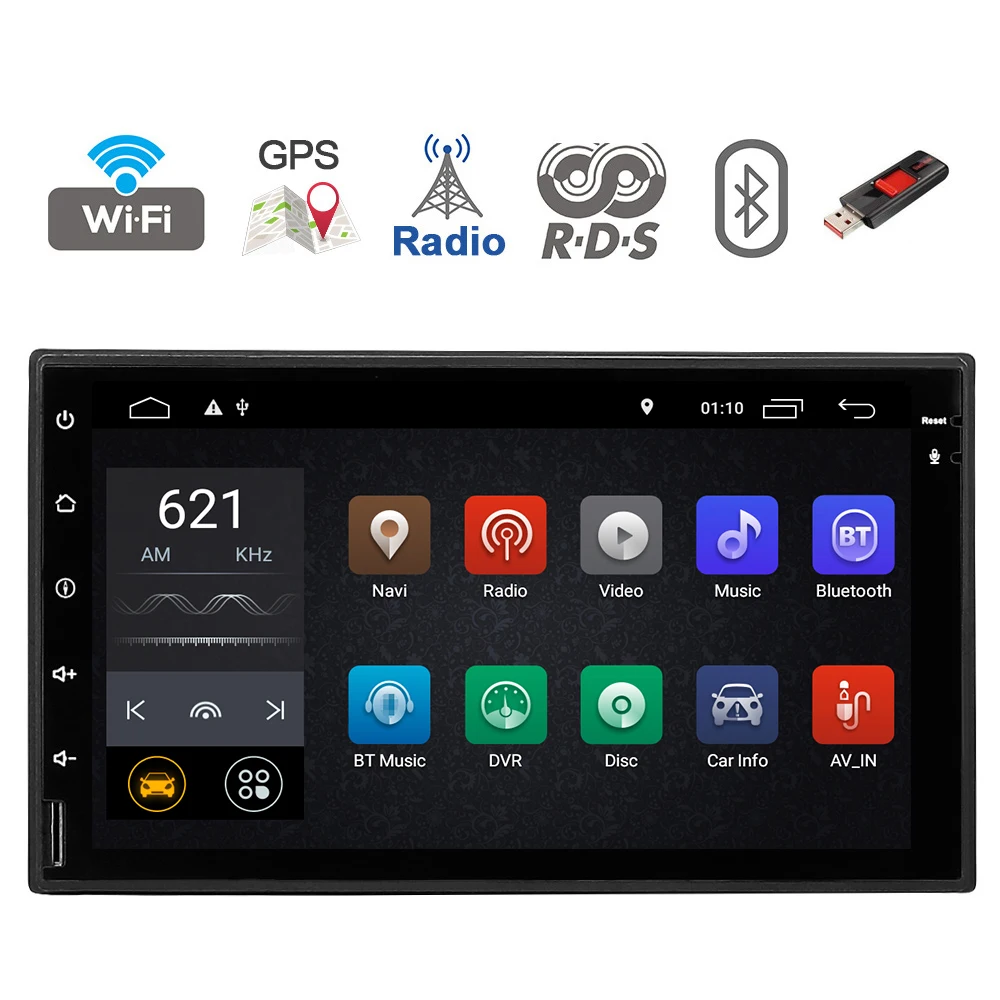 Автомобильный мультимедийный плеер Eunavi 2 din 7 дюймов Android 10 4G Wi Fi без DVD и
