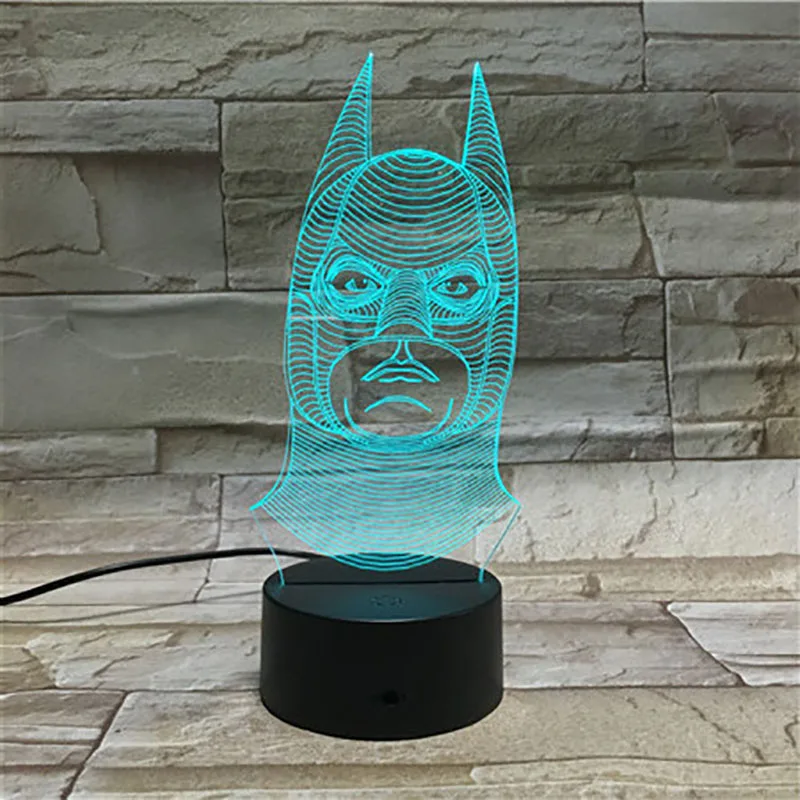 3D лампа Бэтмен Брюс Уэйн DC Comics супергерой фильм яркая основа атмосфера Прямая поставка 7 цветов с пультом дистанционного управления Светодиодный Ночник светильник