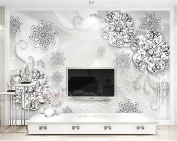 

3d Wallpaper Bright Diamond Flowers Modern Stylish 3D TV Background Wall Living Room Bedroom Wallcovering HD Wallpaper
