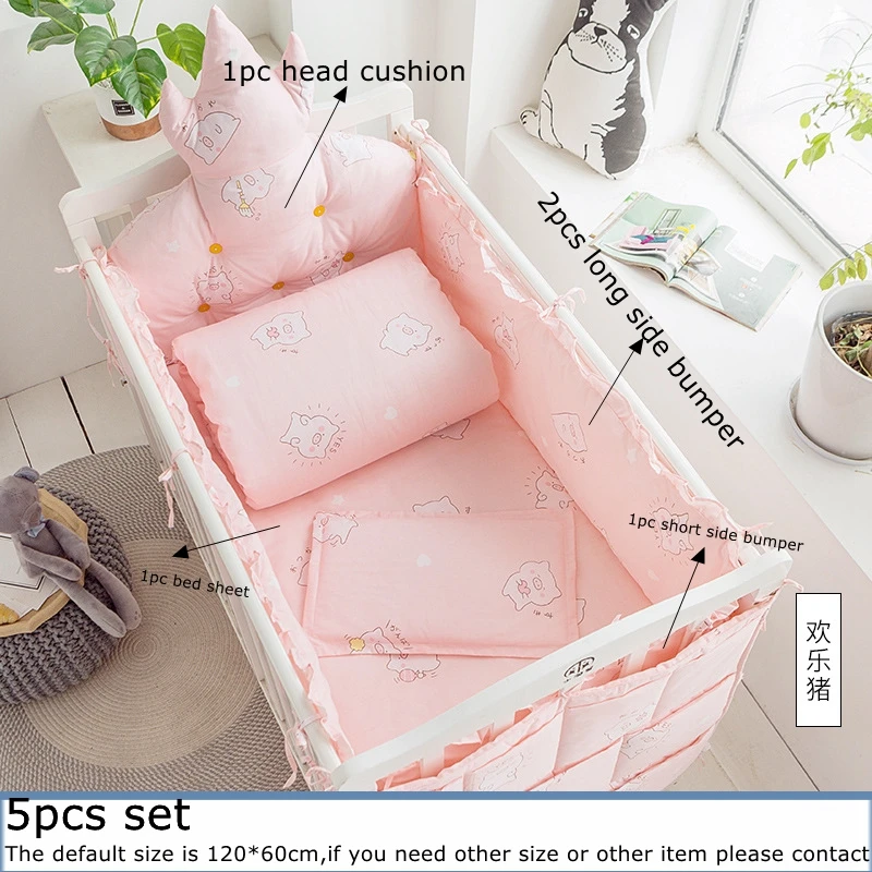 Baby Bed Bumpers Baby Cot Protection Bedding Kit Surroudings Cotton Removable Washble Children's Beds (6)