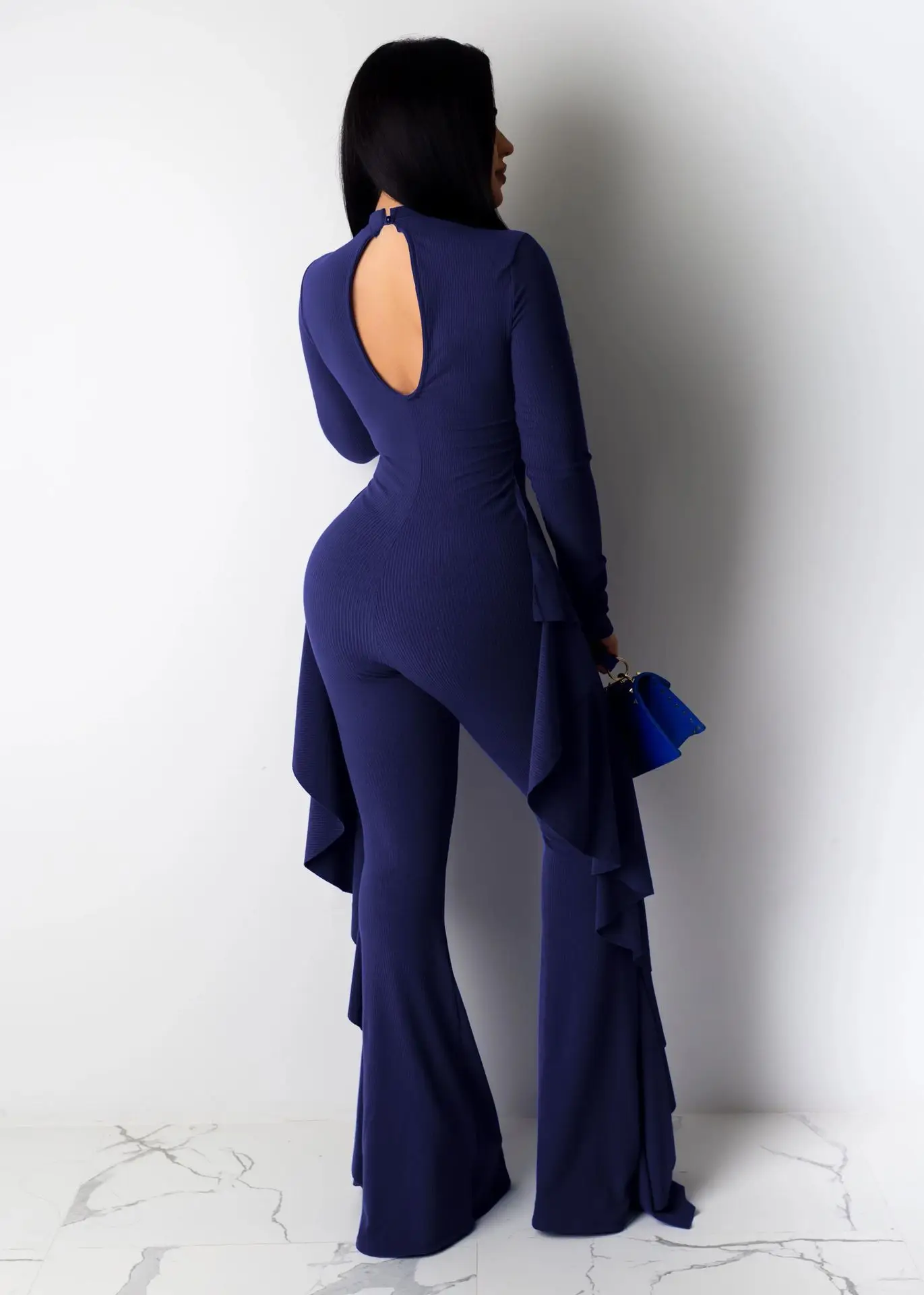 ChocoMist Jumpsuits Elegant Solid  Ruffles Design Jumpsuit  2521