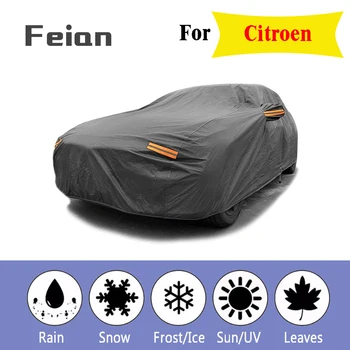 

Black Breathable Waterproof Fabric Car Cover w Mirror Pocket Winter Snow Summer sun UV Full Car Protection COVERS for Citroen