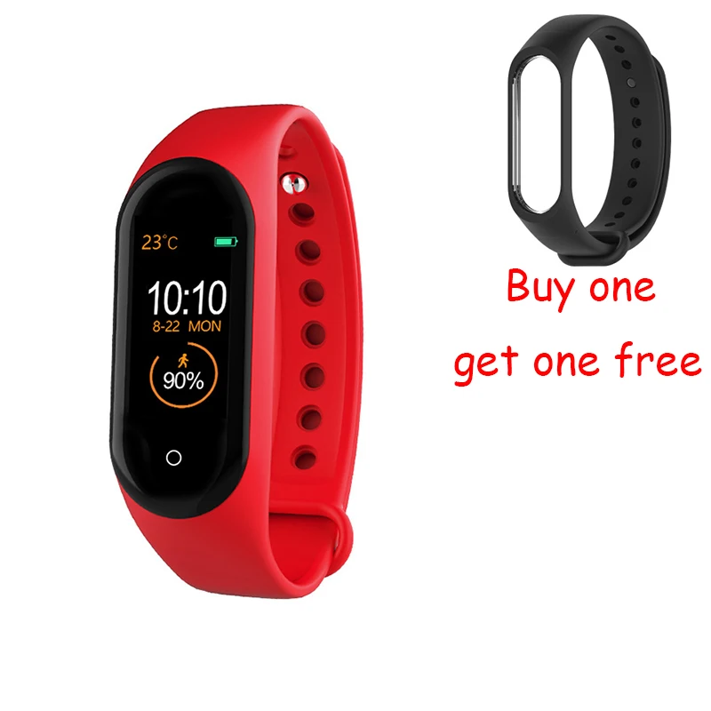 B-Red M4 смарт-браслет Bluetooth спортивные часы Смарт-браслет цветной экран водонепроницаемый пульсометр фитнес для Android IOS W9D0701 - Color: B-Red