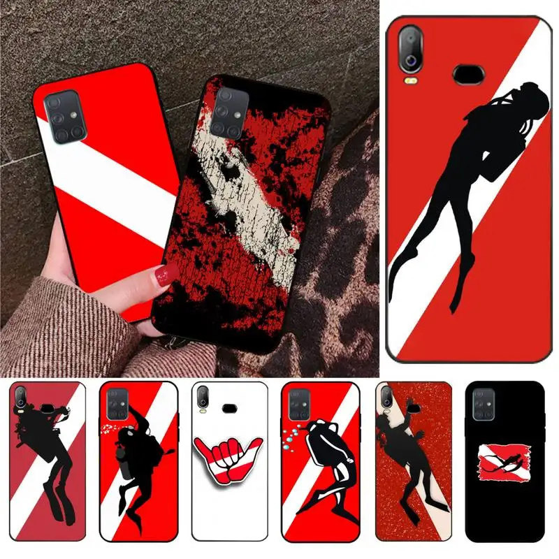 Diver Down Scuba Flag Soft Silicone Black Phone Case For Samsung A10 A20 A30 A40 A50 A70 A80 A71 A91 A51 A6 A8 2018 | Мобильные