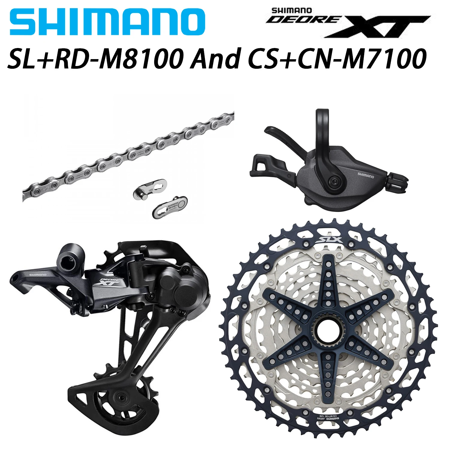 

SHIMANO DEORE XT M8100 12 Speed Groupset MTB Bike 1x12-Speed 51T CS+HG M7100 + SL+RD M8100 shifter Rear Derailleur