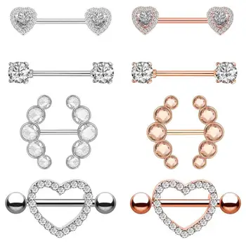 

15 Styles Sexy Women Nipple Bar Rings Punk Heart Wings Star Pendant Nipple Piercing Rings Zircon Women Body Jewelry Gift