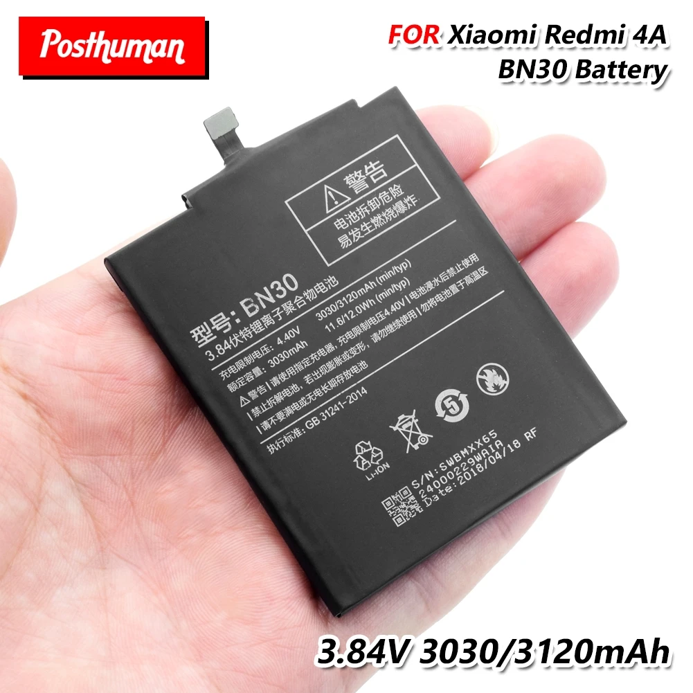 Аккумуляторная батарея BN30 аккумуляторная для телефона Xiaomi Redmi 4A 3 84 в 3120 мАч