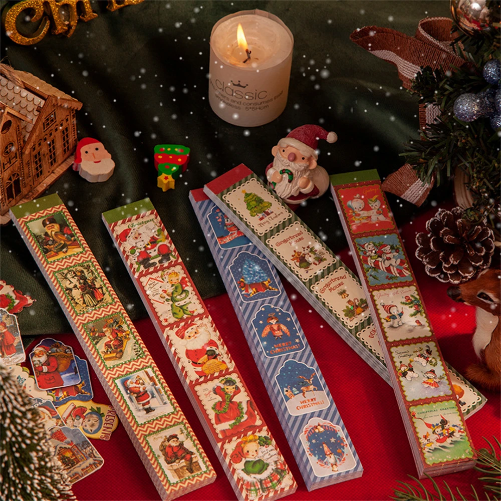 30pcs/Set Christmas Adventure Series Long Strip And Paper Sticker Book Notepad Scrapbooking Decorative Stickers DIY Craft | Канцтовары