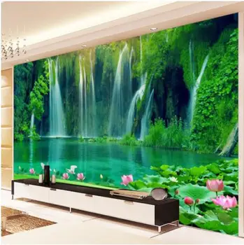 

Chinese Style Waterfall Running Water 3D Stereo Mural Wallpaper Living Room TV Backdrop Wall Home Decor Landscape Wall Painting