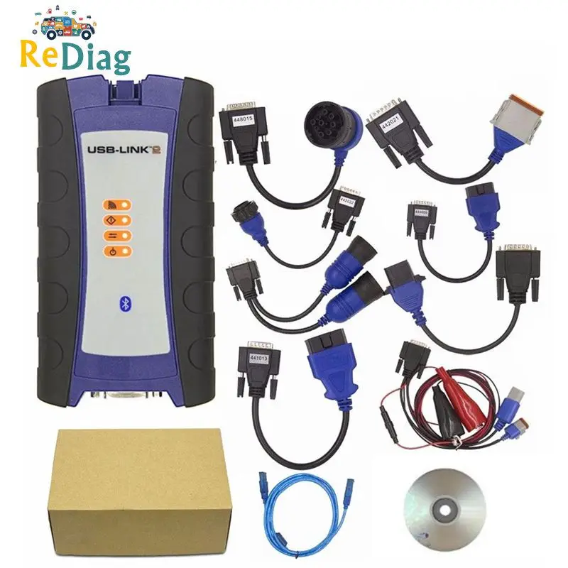 

Newest NEXIQed 2 USB Link USB/Bluetooth Optional Diesel Trucks Diagnostic Tool NEXIQed 2 USB Link Full Cables With Software