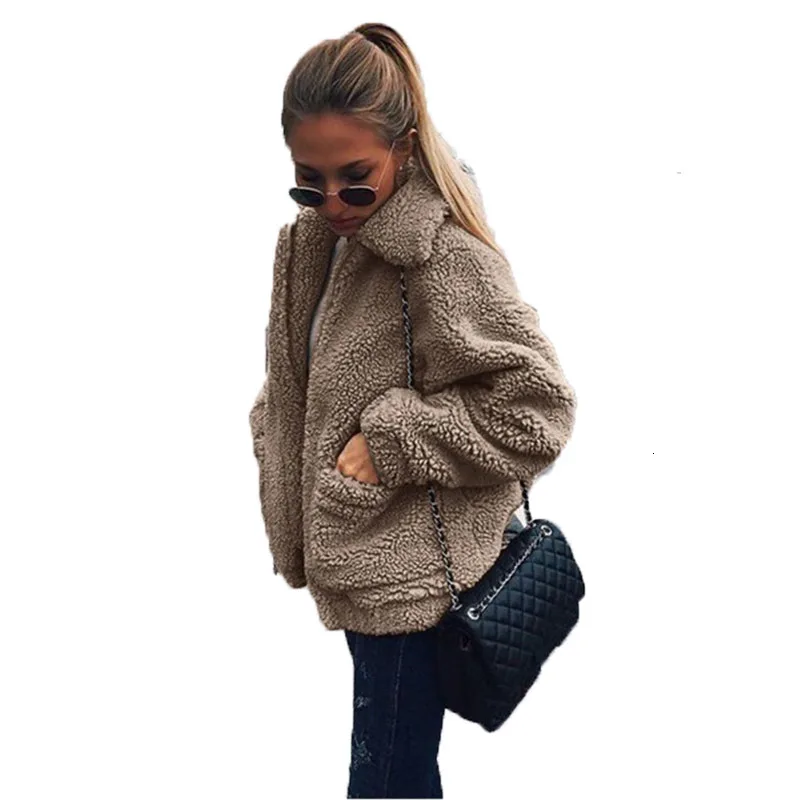 Женское пальто осень зима плюс размер повседневная однотонная молния 2019 женская