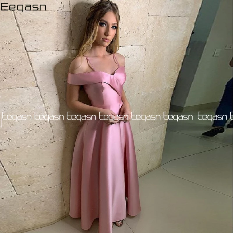 Vestidos De Gala, сексуальные платья для выпускного вечера с v-образным вырезом, Длинное Элегантное платье с открытыми плечами, а-силуэт, атласное вечернее платье размера плюс