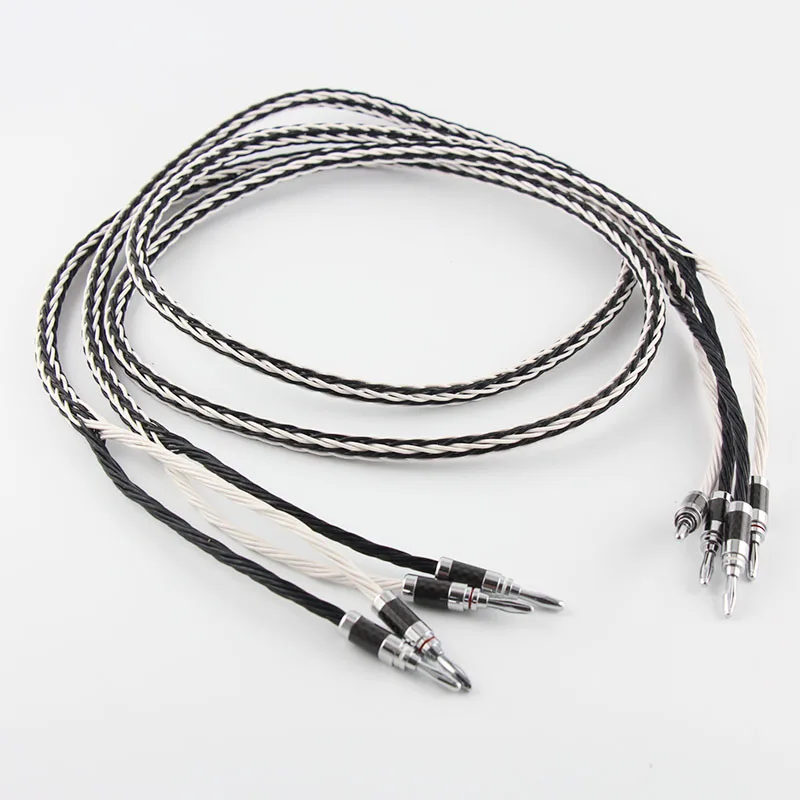 Pair 8TC Audiophile hifi Speaker Cable 2.5m DIY with carbon fiber
