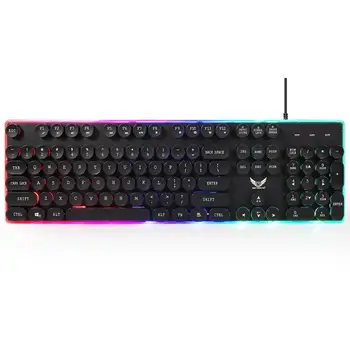 

Gaming keyboard 3-color backlit English keyboard Punk keycap retro style
