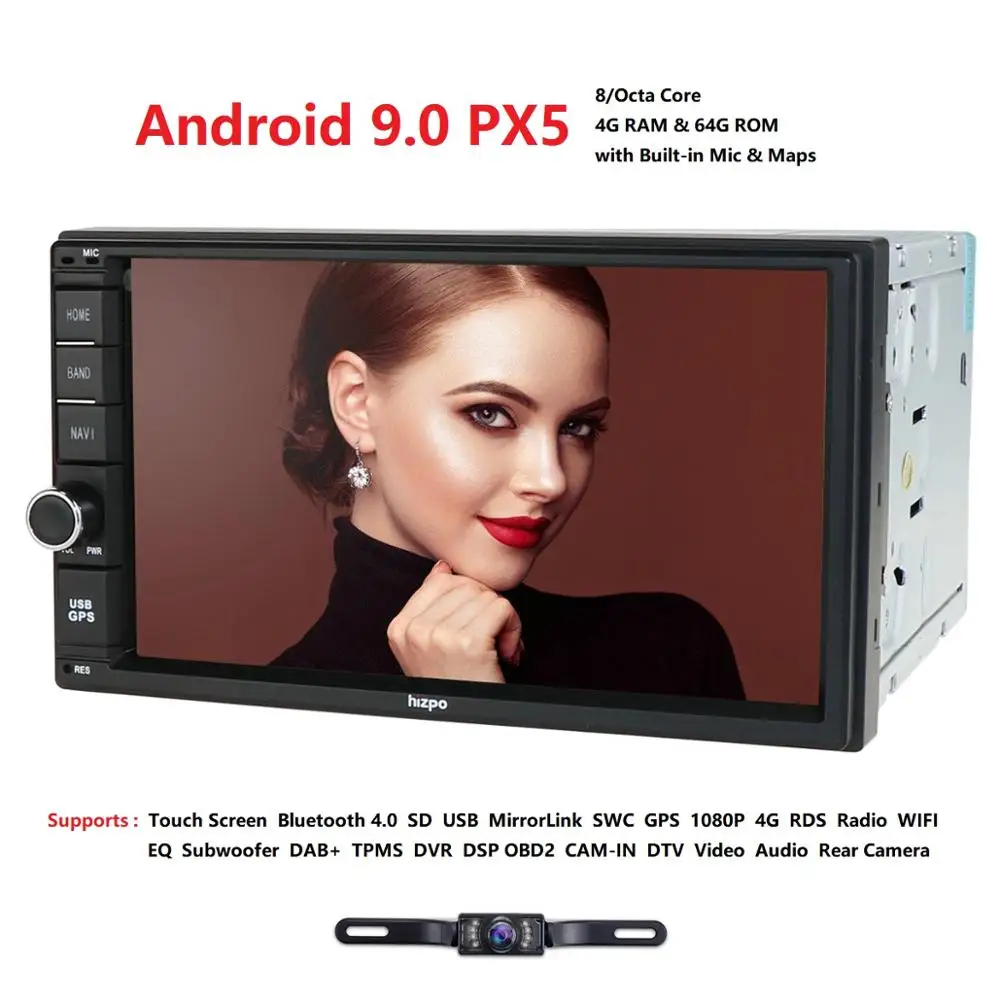 Top OctaCore Pure Android9.0 Auto Radio Car NODVD Player Car PC Tablet Double 2din 7