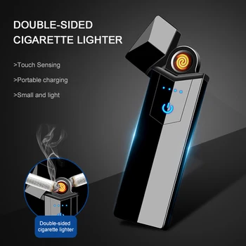 

New Ultra Thin Cigarette Electric Lighter Touch Induction Lighter Double Sided Lgnition USB Rechargeable Lighters Birthday Gifts