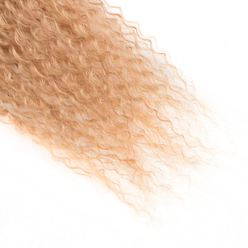 Hair Extensions FASHION IDOL Kinky Curly Ponytail Hair Bundles 34 Inch 100g Soft Long Synthetic Hair Weave Ombre Brown Blonde Extensions