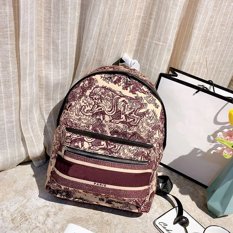 

Brand embroidery Classic backpack man women 2019 Original luxury famous flower travel canvas backpack Fashion Knapsack