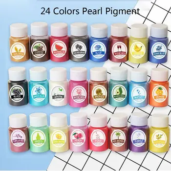 

24 Colors Mica Mineral Powder Epoxy Resin Pigment Pearlescent Pigment Natural Mica Colorant Soap Makeup Jewelry Making