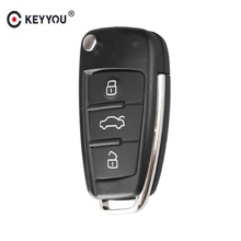 KEYYOU plegable, abatible 3 Botón de carcasa de llave a distancia de coche cubierta Fob para Audi Q7 A3 A4 A6 A6L A8 TT hoja sin cortar Fob reemplazo de carcasa