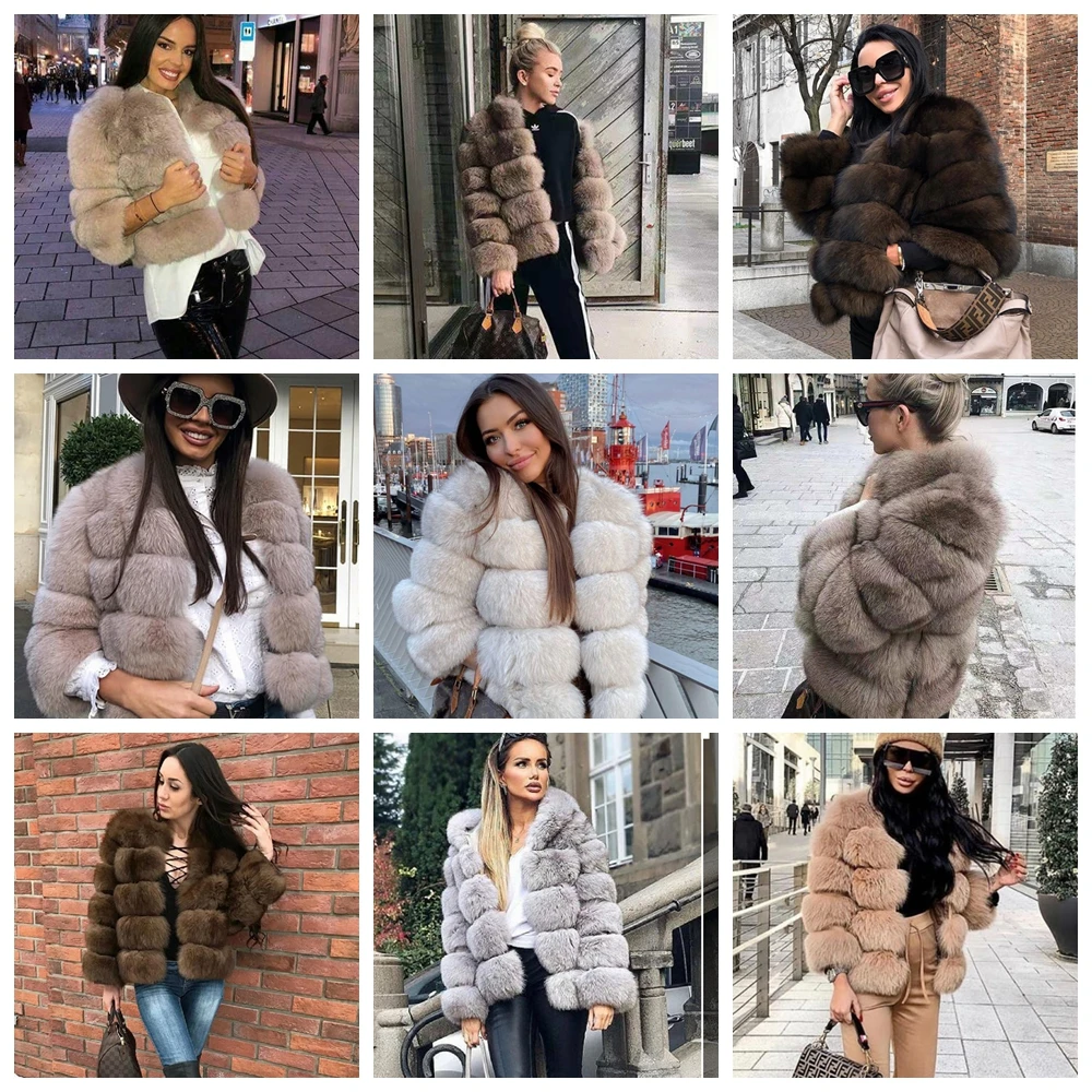 2021 NEW 4in1 Real Fox Fur Coat Women Natural Real Fur Jackets Vest Winter Outerwear Women Clothes black down jacket