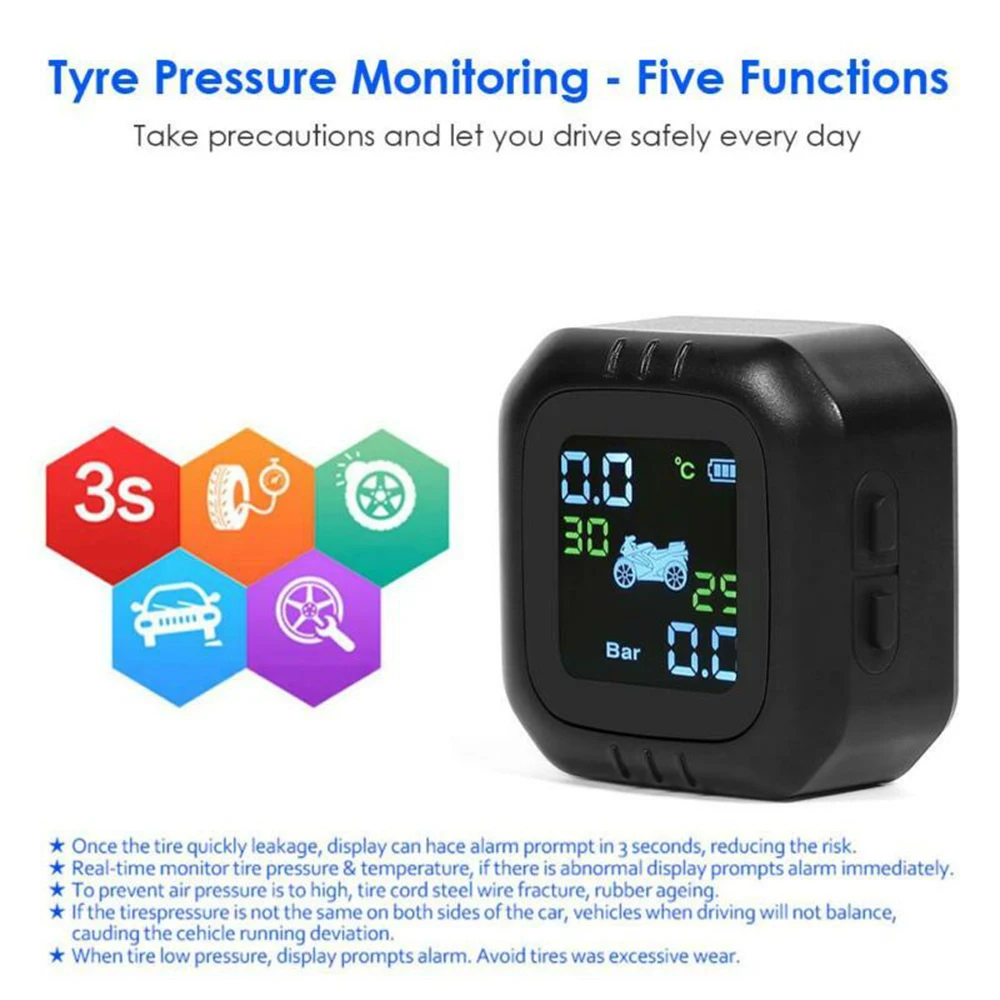 

Motorcycle Wheel Tire Pressure Wireless Monitor Sensor System TPMS Tool Durable Durable And Practical