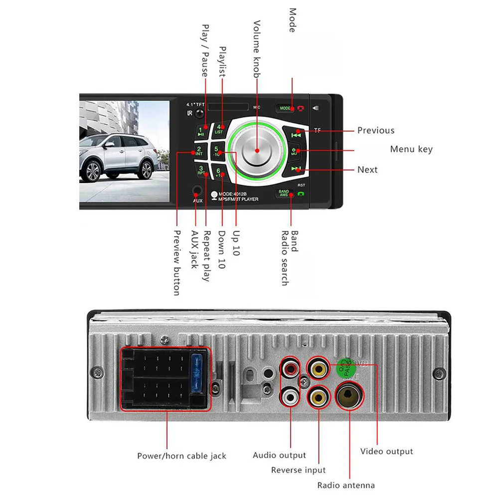 Автомагнитолы 4012B 4,1 дюймов Bluetooth Сенсорный экран 1 Din автомагнитола стерео FM USB MP5 плеер bluetooth mp5 плеер Автомобильный usb музыкальный