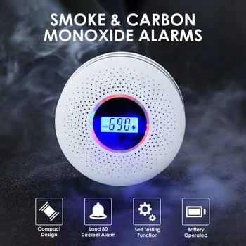 

2020 New Battery Operated Smoke CO Alarm Detector Combination Smoke and Carbon Monoxide Detector with Display Dropshipping
