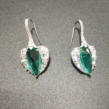 

Bilincolor treny new green cubic zirconia earring for women with fish hook