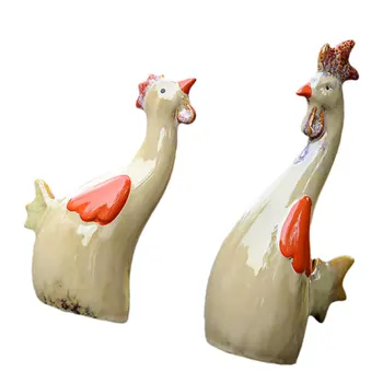 

2pcs Wedding Gifts Chicken Pottery Ceramic Landscaping Crafts Creative Animal Model Adorable Layout for Home Outdoor Garden Offi