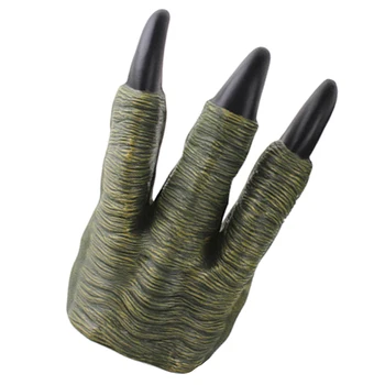 

2x Plastic Gloves Dinosaur Claw Design Halloween Costume Makeup Party Masked Ball - Green