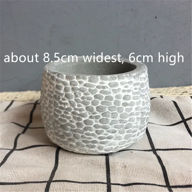 Small Cement Silicone Pot Molds Round Square Stone Planter Gardening Concrete Mold Orange