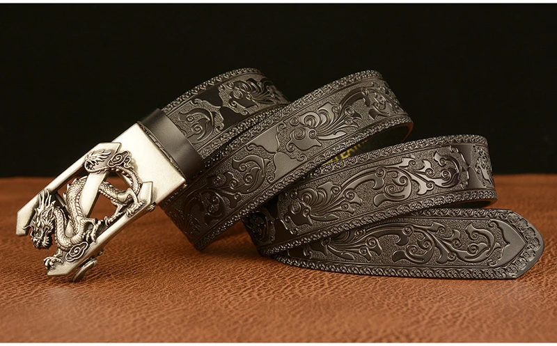 Embossing Retro Technology Belts for Men Business Genuine Leather Cowh ...