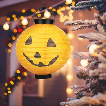 

LED Illuminated Paper Lantern With Lights Halloween Pumpkin Skull Horror Lantern Hanging Lamp for Home Garden Halloween Decor
