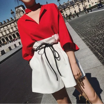 

Women Fashion Short Sleeve T-shirt + Wide Leg Shorts Tracksuit Summer 2 Piece Set Women Clothing Casual Conjuntos De Mujer