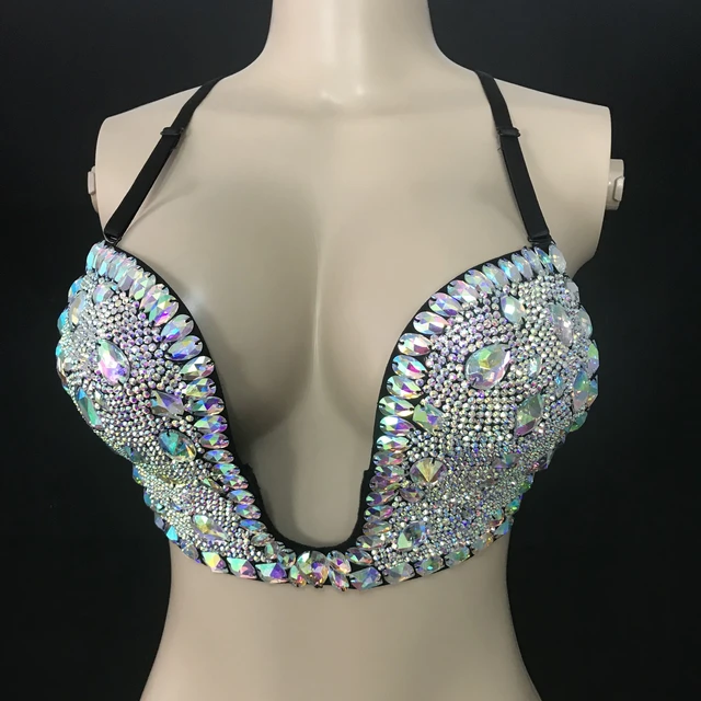 Multi-color Full Rhinestone Bra Prom Club Evening Sexy Outfit Women Dance  Singer Show Diamond Ornament Bra - Chinese Folk Dance - AliExpress