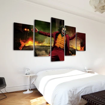 

Poster Prints Joker Poster 5 Pieces Movie 2019 DC Comic Art Canvas Oil Painting Wall Picture For Living Room Home Decor Framed