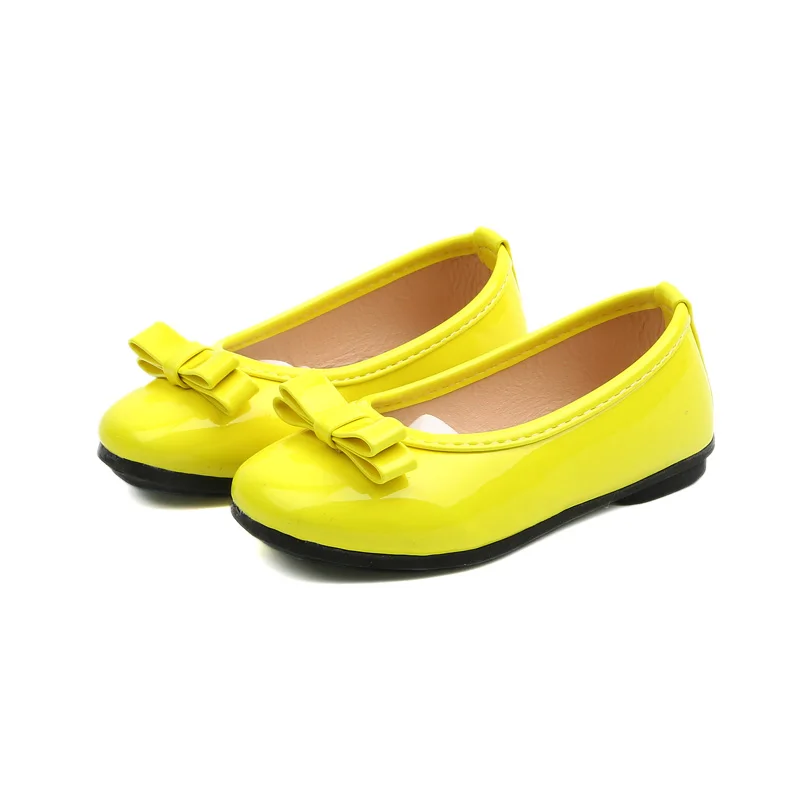 SJ001Yellow Bekamille/детские сандалии для девочек; обувь принцессы; модная однотонная детская кожаная обувь с бантом для маленьких девочек; обувь для маленьких девочек - Цвет: SJ001Yellow