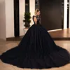 LORIE Ball Gown Black Wedding Dresses Sequin Lace Appliques Bridal Gowns with Long Sleeve Lace-up Princess Party Dress Plus Size ► Photo 2/5