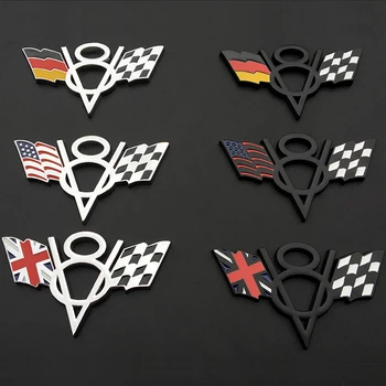

Universal Flag V8 Badge For Jeep Renegade Wrangler Jk Kia Optima Toyota Yaris Chrysler Dodge Land Rover Nissan Metal Car-Styling