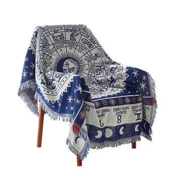 

Retro Knitted Sofa Blanket Non-Slip Cloth Sofa Cover Geometric Tassel Multi-Function Home Textile Tapestry Decoration