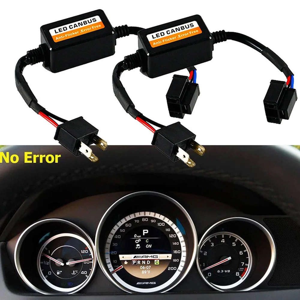 

2x H4 Led Headlight Canbus Error Free Anti Flicker Resistor Canceller Decod Wewd H4 Car LED Headlight Decoder
