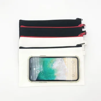 

10Pcs Blank Canvas Zipper Pencil Cases Pen Pouches Cotton Cosmetic Bags Makeup Bags Mobile phone Clutch organizer