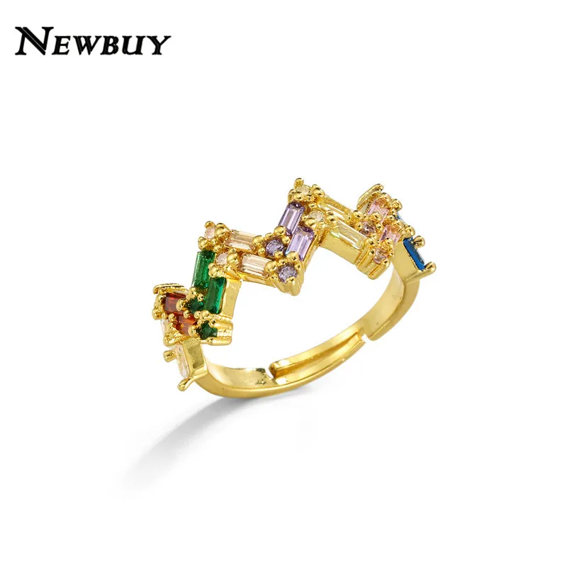 NEWBUY, модное Радужное кольцо с камнем CZ для женщин, Золотое кольцо с короной от сглаза, регулируемое Размер, вечерние ювелирные изделия - Цвет основного камня: 10188