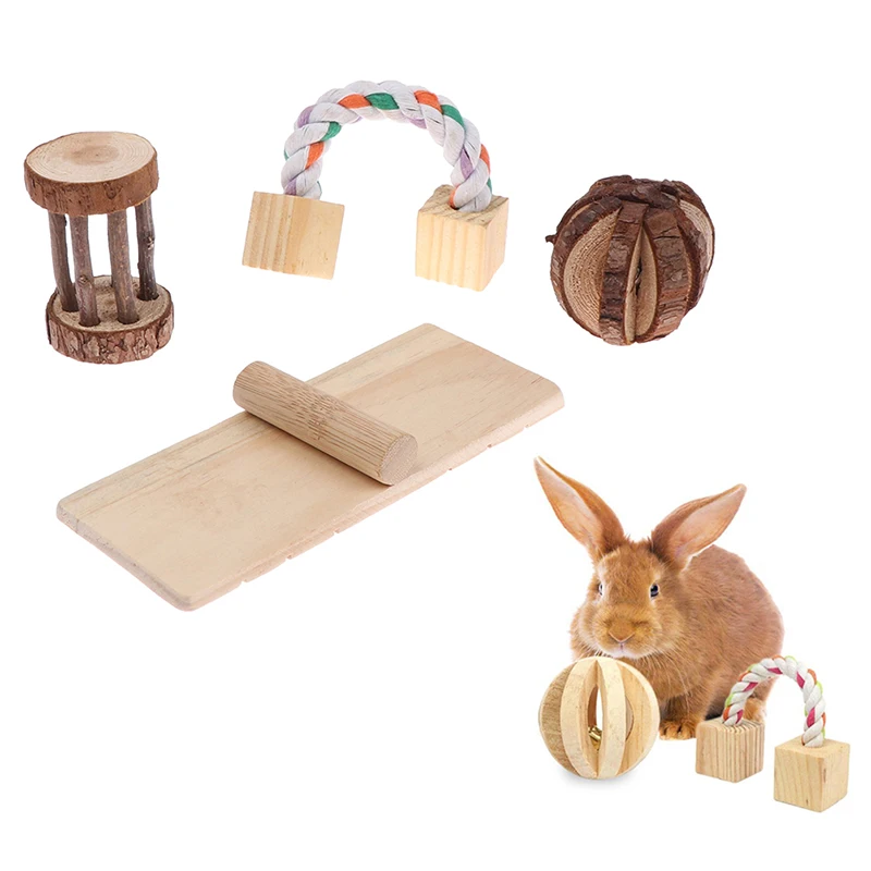 Guinea Pigs Toys, Natural Wooden Rabbit Toys, Bunny Toys For Exercise