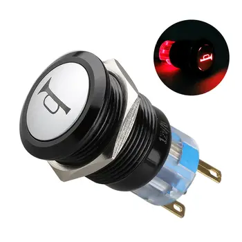 

19mm 12V LED Horn Symbol ON-OFF Car Push Button Switch Latch Metal Waterproof New Arrivals Accessories