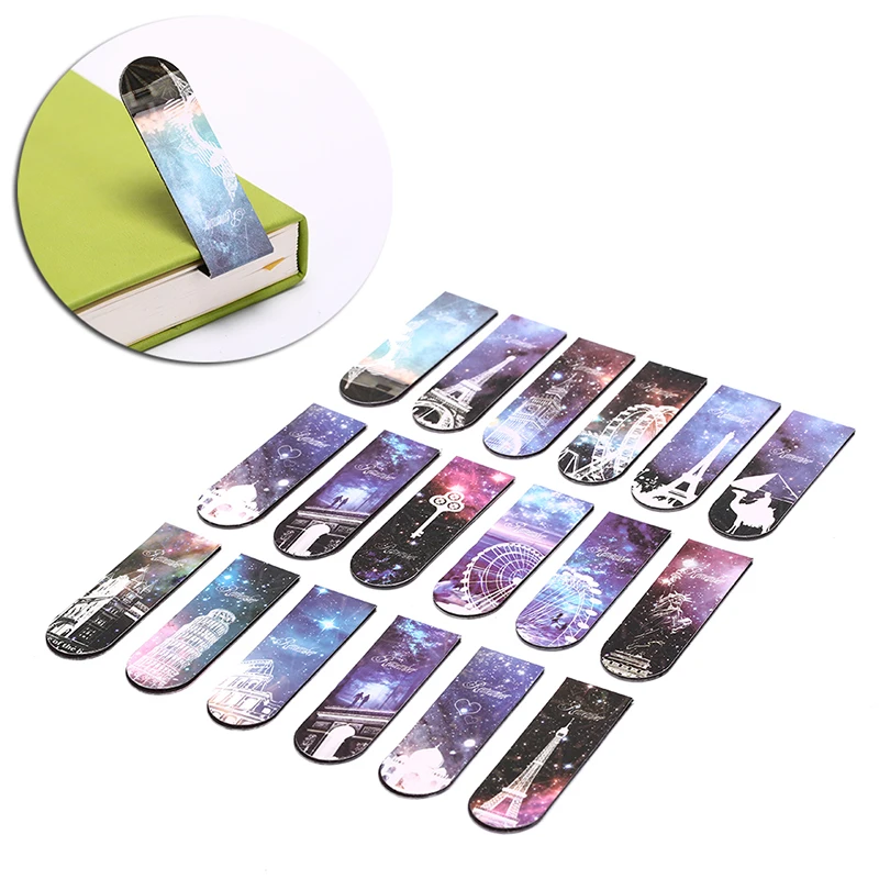 6 Pcs/lot Creative Paper Magnetic Bookmarks School Eiffel Tower Book Marks Paper Clip Supplies 2.36*0.79 inch